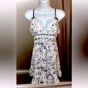 🐦‍⬛IN BLOOM🐦‍⬛ BIRDS FLORAL PRINT LACE RIBBON TRIM RUFFLE HEM BABYDOLL NIGHTGOWN